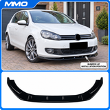 MMO Front Bumper Lip Splitter Kit Fit for VW Golf MK6 TSI TDI 2009-2013 Gloss Black ABS 3 Piece Sport Style Without Logo