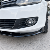 MMO Front Bumper Lip Splitter Kit Fit for VW Golf MK6 TSI TDI 2009-2013 Gloss Black ABS 3 Piece Sport Style Without Logo
