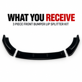 MMO Front Bumper Lip Splitter Kit Fit for VW Golf MK6 TSI TDI 2009-2013 Gloss Black ABS 3 Piece Sport Style Without Logo
