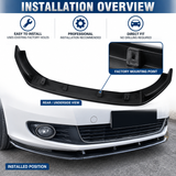 MMO Front Bumper Lip Splitter Kit Fit for VW Golf MK6 TSI TDI 2009-2013 Gloss Black ABS 3 Piece Sport Style Without Logo