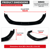 MMO Front Bumper Lip Splitter Kit Fit for VW Golf MK6 TSI TDI 2009-2013 Gloss Black ABS 3 Piece Sport Style Without Logo
