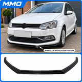 MMO Front Bumper Lip Splitter Kit Fit for VW Polo MK5 6R 6C 2009-2017 Gloss Black ABS Plastic