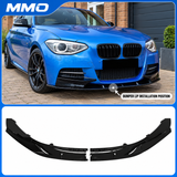 MMO Front Bumper Lip Splitter Kit Fit for BMW 1 Series F20 F21 M Sport 2011-2014 Pre-LCI Gloss Black ABS 2-Piece Without Logo
