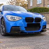 MMO Front Bumper Lip Splitter Kit Fit for BMW 1 Series F20 F21 M Sport 2011-2014 Pre-LCI Gloss Black ABS 2-Piece Without Logo