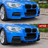 MMO Front Bumper Lip Splitter Kit Fit for BMW 1 Series F20 F21 M Sport 2011-2014 Pre-LCI Gloss Black ABS 2-Piece Without Logo
