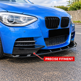 MMO Front Bumper Lip Splitter Kit Fit for BMW 1 Series F20 F21 M Sport 2011-2014 Pre-LCI Gloss Black ABS 2-Piece Without Logo