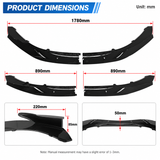 MMO Front Bumper Lip Splitter Kit Fit for BMW 1 Series F20 F21 M Sport 2011-2014 Pre-LCI Gloss Black ABS 2-Piece Without Logo