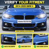 MMO Front Bumper Lip Splitter Kit Fit for BMW 4 Series F32 F33 F36 M Sport 2014-2020 ABS Gloss Black Without Logo