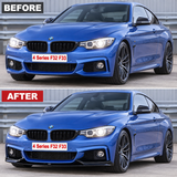 MMO Front Bumper Lip Splitter Kit Fit for BMW 4 Series F32 F33 F36 M Sport 2014-2020 ABS Gloss Black Without Logo