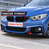 MMO Front Bumper Lip Splitter Kit Fit for BMW 4 Series F32 F33 F36 M Sport 2014-2020 ABS Gloss Black Without Logo