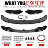MMO Front Bumper Lip Splitter Kit Fit for BMW 4 Series F32 F33 F36 M Sport 2014-2020 ABS Gloss Black Without Logo