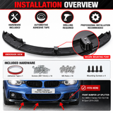 MMO Front Bumper Lip Splitter Kit Fit for BMW 4 Series F32 F33 F36 M Sport 2014-2020 ABS Gloss Black Without Logo