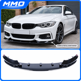 MMO Front Bumper Lip Splitter Kit Fit for BMW 4 Series F32 F33 F36 2014-2020 Gloss Black ABS One Piece Sport Style Without Logo
