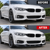 MMO Front Bumper Lip Splitter Kit Fit for BMW 4 Series F32 F33 F36 2014-2020 Gloss Black ABS One Piece Sport Style Without Logo