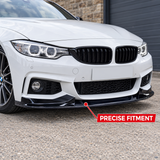 MMO Front Bumper Lip Splitter Kit Fit for BMW 4 Series F32 F33 F36 2014-2020 Gloss Black ABS One Piece Sport Style Without Logo