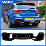 MMO Rear Bumper Diffuser Lip Fit for BMW 1 Series F20 F21 LCI 2015-2019 M Sport Gloss Black ABS Sport Style