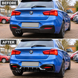 MMO Rear Bumper Diffuser Lip Fit for BMW 1 Series F20 F21 LCI 2015-2019 M Sport Gloss Black ABS Sport Style