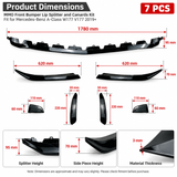 MMO Front Bumper Lip Splitter and Canards Kit Fit for Mercedes-Benz A-Class W177 V177 2019+ Gloss Black ABS 7-Piece Sport Style Without Logo