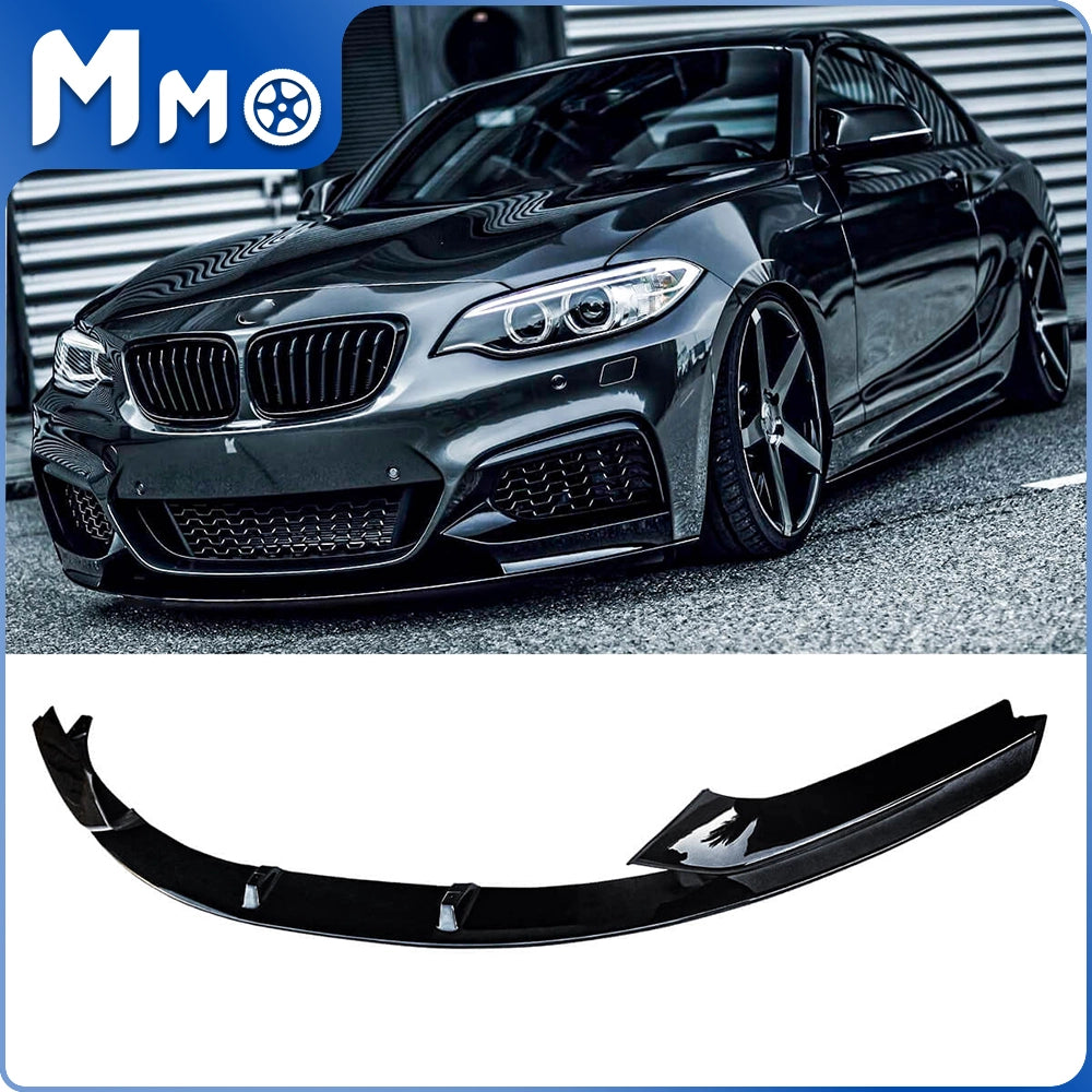 Gloss Black Front Bumper Lip Splitter Kit For BMW F22 2-Series (2014-2021) M Sport – 4-Piece Set
