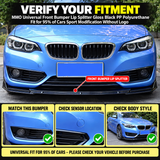MMO Universal Front Bumper Lip Splitter Gloss Black PP Polyurethane Fit for 95% of Cars Sport Modification Without Logo
