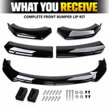 MMO Universal Front Bumper Lip Splitter Gloss Black PP Polyurethane Fit for 95% of Cars Sport Modification Without Logo