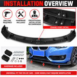 MMO Universal Front Bumper Lip Splitter Gloss Black PP Polyurethane Fit for 95% of Cars Sport Modification Without Logo