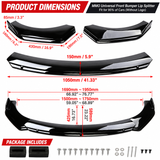 MMO Universal Front Bumper Lip Splitter Gloss Black PP Polyurethane Fit for 95% of Cars Sport Modification Without Logo