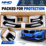 MMO Universal Front Bumper Lip Splitter Gloss Black PP Polyurethane Fit for 95% of Cars Sport Modification Without Logo
