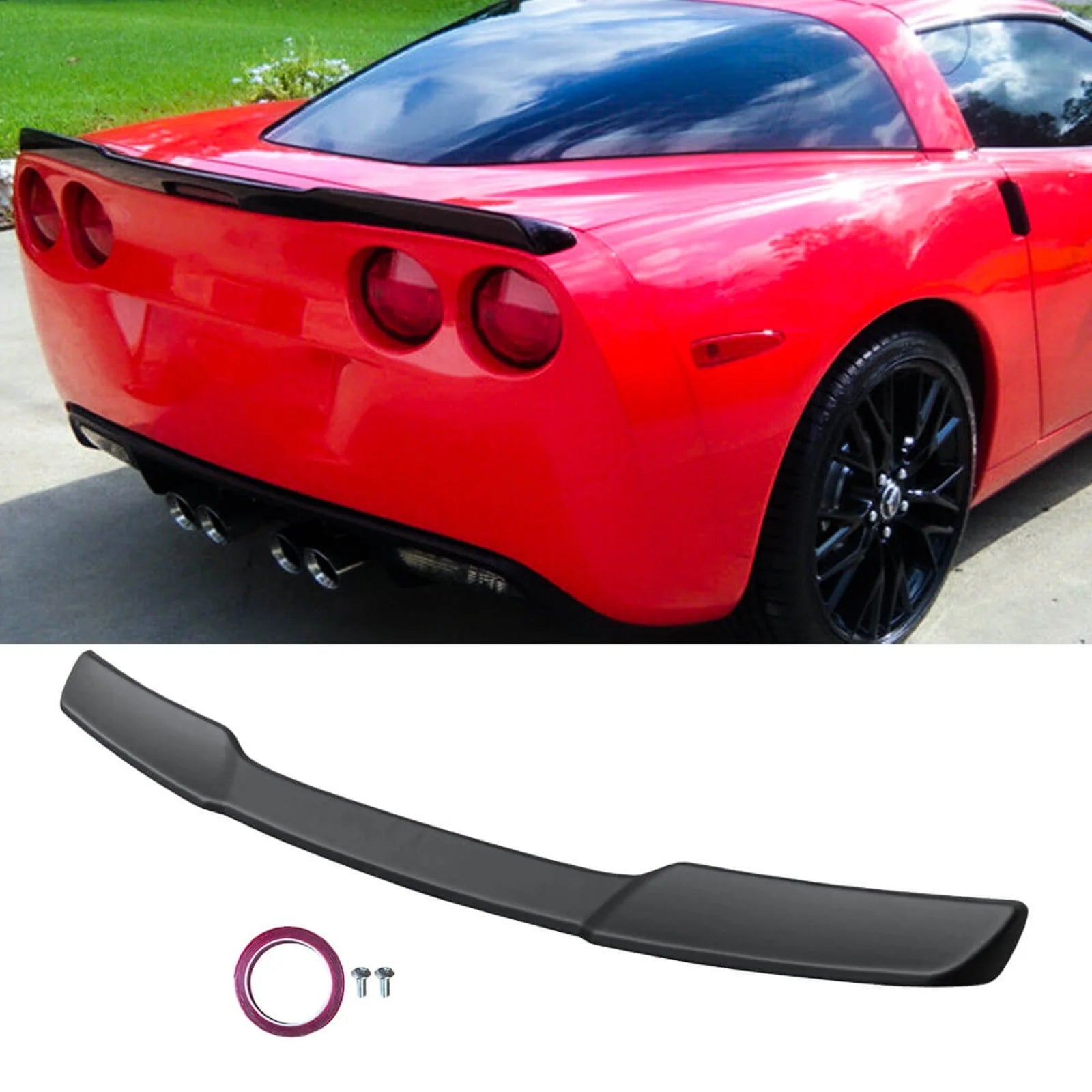 For 2005-2013 Chevrolet Corvette C6 Rear Spoiler Trunk Wing Spoiler Matte Black