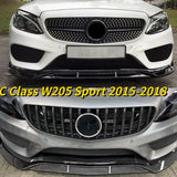 Front Lip for 2015-2018 Benz C-Class W205 Sport 3PCS Front Bumper Lip Splitter