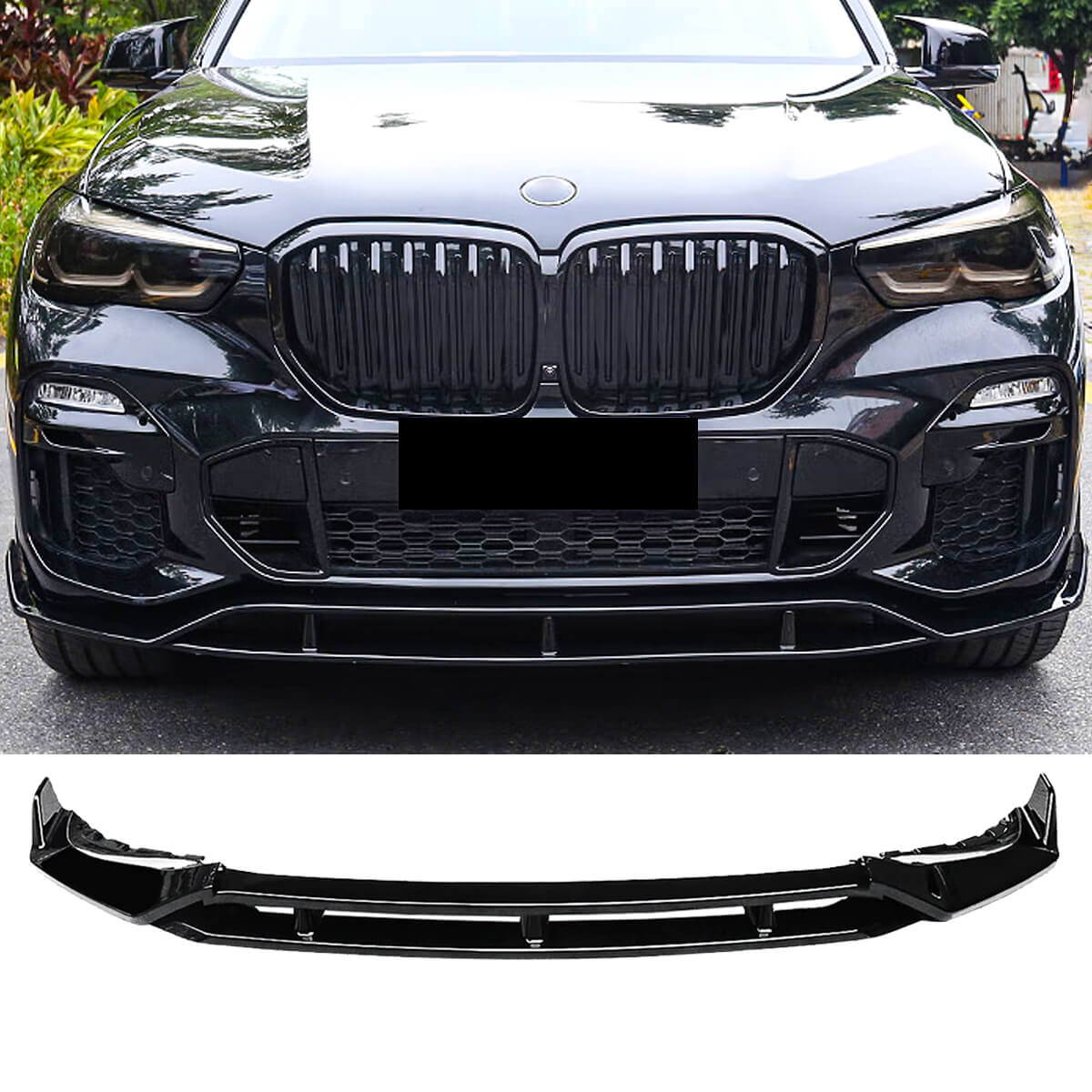 For 2019-2023 BMW X5 G05 M-Sport Front Bumper lip ABS 4 Pieces Gloss Black