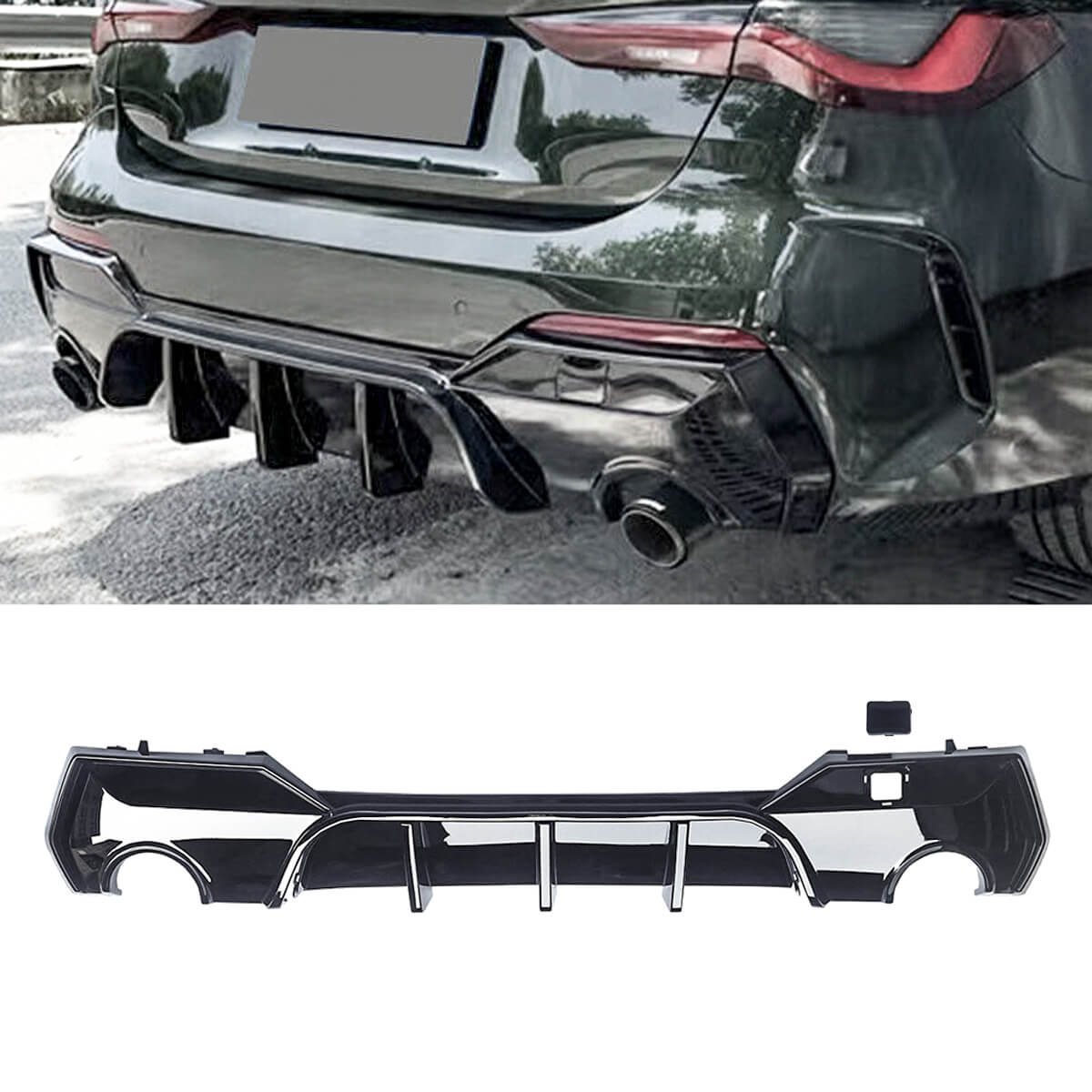 For 2020-2024 BMW 4 Series G22 G23 M-Sport Rear Diffuser ABS Gloss Black