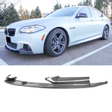 For 11-16 BMW 5 Series F10 M Sport Front Lip 2 Pieces Carbon Fiber Look Style