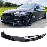 For 11-16 BMW 5 Series F10 M Sport Front Lip 2 Pieces Gloss Black Style