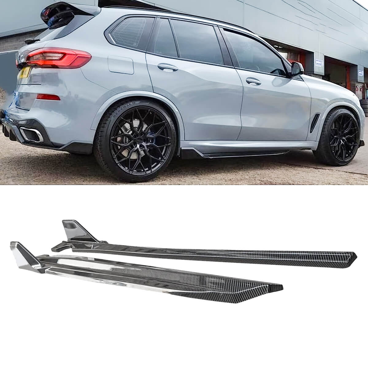 For 2019-2023 BMW X5 G05 M-Sport Side Skirts ABS Carbon Fiber Look