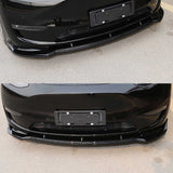 Front Bumper Lip For 2020-2024 Tesla Model Y Front Lower Chin Splitter Carbon Fibre Look Gloss Black