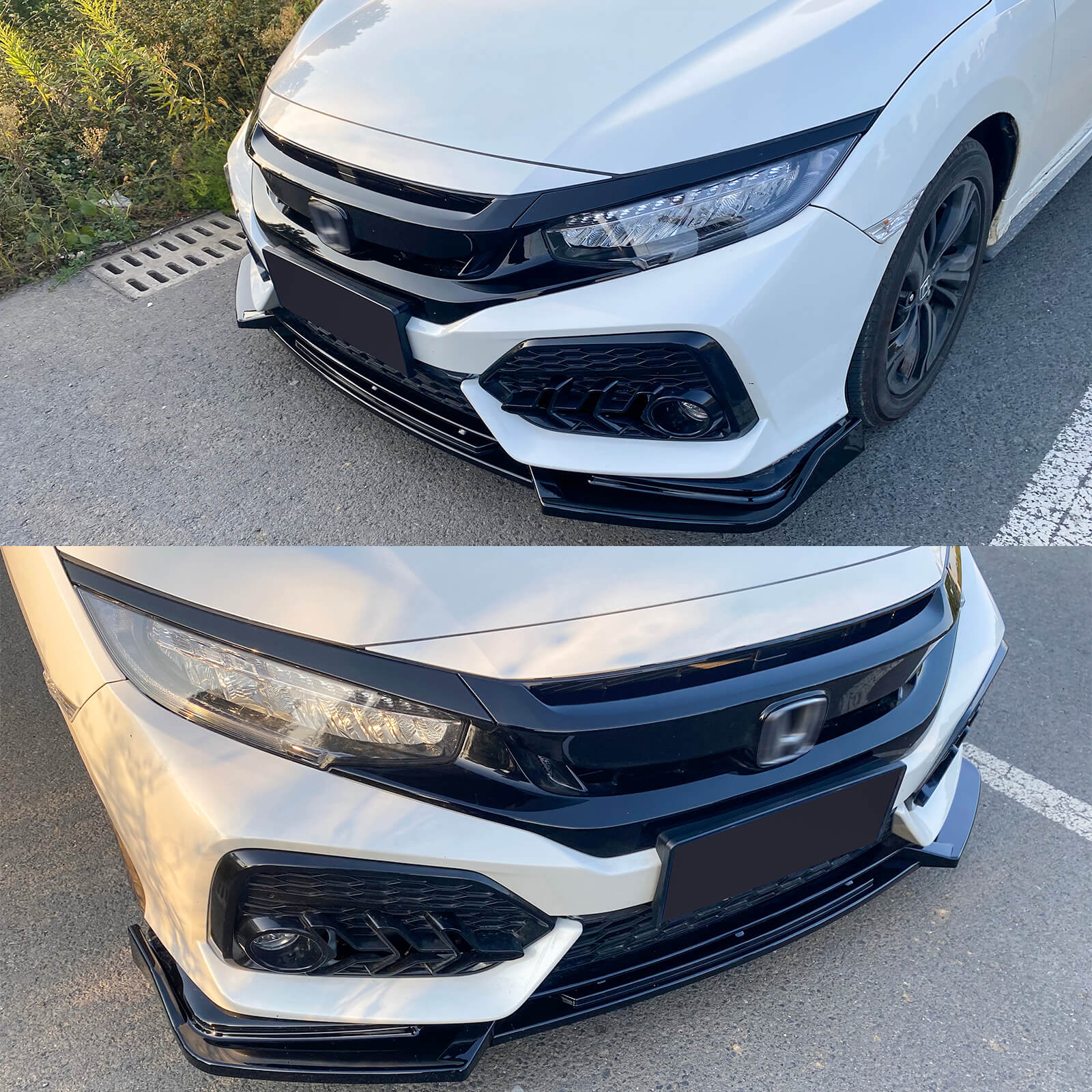 For 2017-2021 Honda Civic Si FK7 Hatchback ABS 3 Pieces Front Bumper Lip Splitters