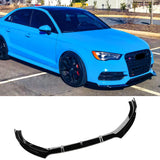 Front Bumper Lip For 2014-2016 Audi S3 A3 S Line Spoiler Splitter Gloss Black