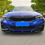 Front Bumper Lip For 2019-2023 BMW G20 G28 3-Series M Sport 2 PCS Front Splitter Gloss Black