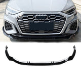 For 2022-2024 8Y Gen. Audi A3 S-Line S3 Sedan Front Lip Lower Bumper Splitter Gloss Black