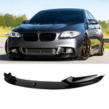 For BMW 5 Series 2011-2016 F10 M Sport One Piece Front Bumper Lip Splitters Gloss Black