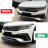 MMO 3PC Front Lip For 2021-2023 Volkswagen Tiguan Rline Front Bumper Spoiler Kit
