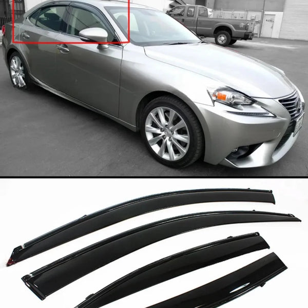 For 2014-2020 LEXUS IS250 IS350 IS200T Clip On Smoke Window Visor+ Bla ...
