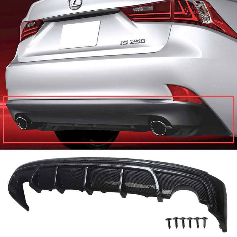 For 2014-2016 Lexus IS IS250 IS350 IS200T Rear Diffuser Carbon Fiber Look
